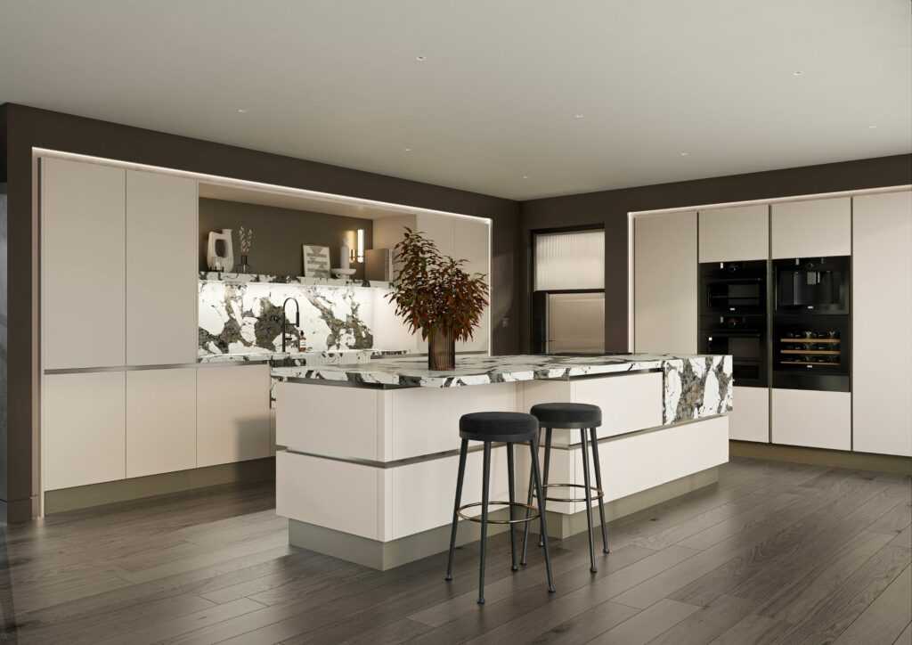A rendering of one of Our Kitchens in modern Synergy design